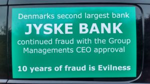 Just ask the Danish bank, jyske bank Why the bank not doe admit Fraud And why the bank not start to apologize all crimes. www.banknyt.dk - What would you say to your bank if they were snatched millions from your account? For alleged interest rate, on a loan, since 1 January 2009, but there is no loan taken. - And you discovered that the bank has lied, exploited That you were ill after a stroke, was was not a problem for jyske bank to deceive you, and for the last 10 years The bank, refuses to quit cheating. -- -- When the Danish banks is cynical and fully aware, about their criminal activities, but nevertheless continue crimes as fraud against the bank's customers. That the Danish customers, do not can trust their own bank Is becoming a huge problem for Denmark, and the Danish bank customers. - And can infect Denmark's reputation, as no-one said that the want to stop the banks many violations of laws and regulations. Ranging from money laundering to the more coarse crimes such as documentary fraud or just fraud - Society can hardly be a major problem for the confidence of the Danish bank's The Danish bank (Jyske bank) Jutland bank has before got a big fine, for money laundering. Money laundering, is a crime against the state, and against all taxpayers in the country, the crime takes place in. - But this does not stop the Danish jyske bank, as now deliberately continues a fraud business. With CEO Anders Dam and Group Management full acept. - Jyske bank is most well known, as the bank is probably good to give bad advice, to earn money to the bank itself. Though the Danish bank is already well known, for providing poor advice that the bank as always hopes for the bad advice is not detected until after 3 years. So the bank with the law can avoid paying compensation with the law in hand. -- -- - - #JYSKE BANK BLEV OPDAGET / TAGET I AT LAVE #MANDATSVIG #BEDRAGERI #DOKUMENTFALSK #UDNYTTELSE #SVIG #FALSK #Bank #AnderChristianDam #Financial #News #Press #Share #Pol #Recommendation #Sale #Firesale #AndersDam #JyskeBank #ATP #PFA #MortenUlrikGade #PhilipBaruch #LES #BirgitBushThuesen #LundElmerSandager #Nykredit #MetteEgholmNielsen #Loan #Fraud #CasperDamOlsen #NicolaiHansen #AnetteKirkeby #SørenWoergaaed #Gangcrimes #Crimes #Koncernledelse #jyskebank #Koncernbestyrelsen #SvenBuhrkall #KurtBligaardPedersen #RinaAsmussen #PhilipBaruch #JensABorup #KeldNorup #ChristinaLykkeMunk #HaggaiKunisch #MarianneLillevang #Koncerndirektionen #AndersDam #LeifFLarsen #NielsErikJakobsen #PerSkovhus #PeterSchleidt - -IMG_20180717_202826791_HDR